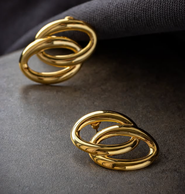 ECHO LINK EARRINGS IN 18K GOLD PLATE In Solid Stainless Steel 18K Gold-Plate