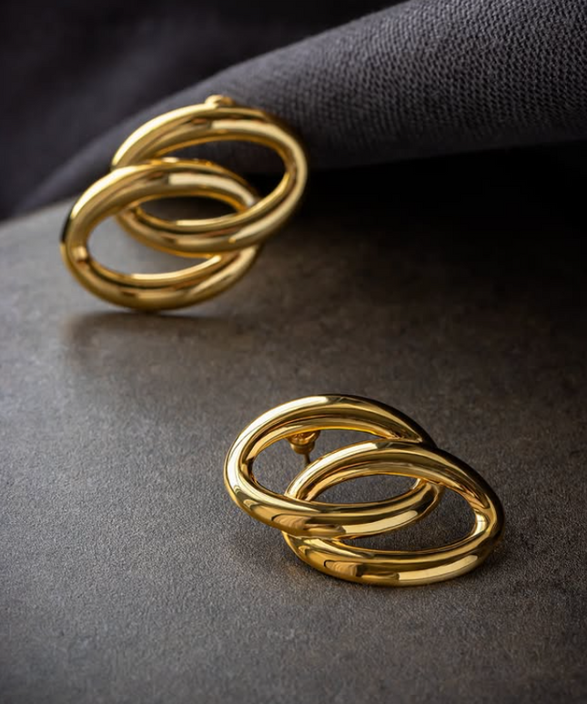 ECHO LINK EARRINGS IN 18K GOLD PLATE In Solid Stainless Steel 18K Gold-Plate