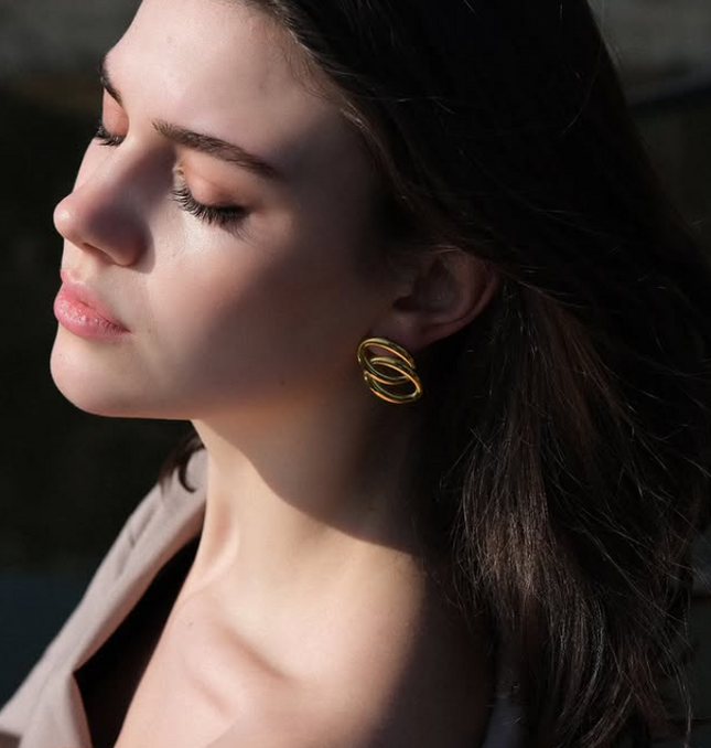 ECHO LINK EARRINGS IN 18K GOLD PLATE In Solid Stainless Steel 18K Gold-Plate