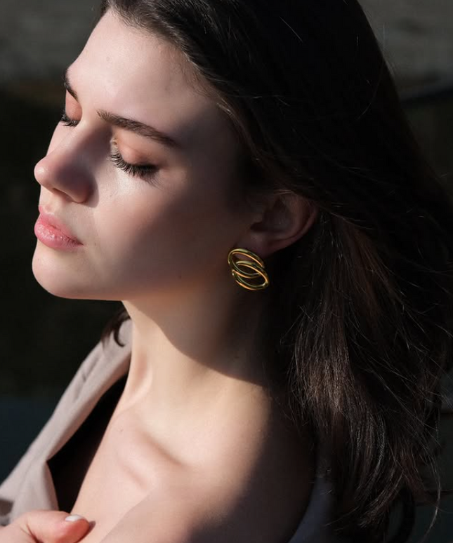 ECHO LINK EARRINGS IN 18K GOLD PLATE In Solid Stainless Steel 18K Gold-Plate