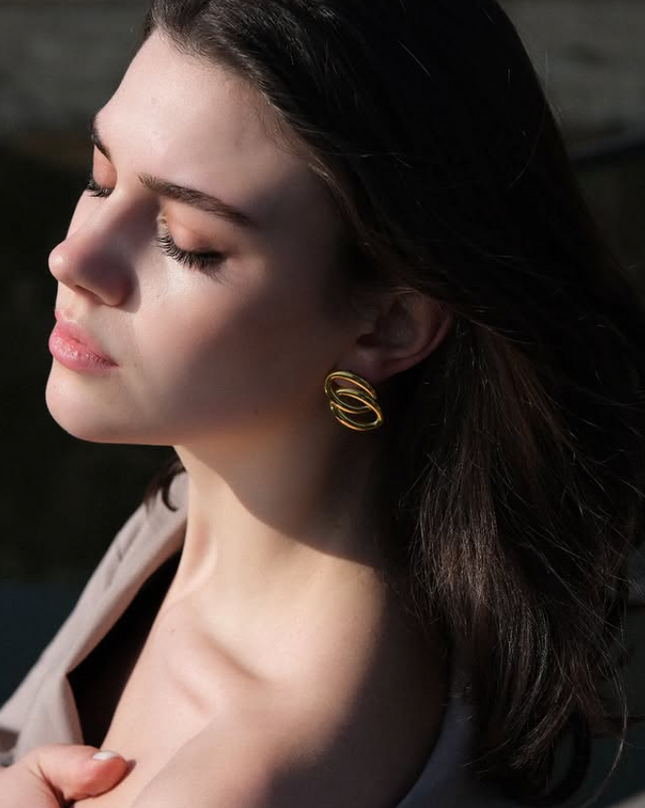 ECHO LINK EARRINGS IN 18K GOLD PLATE In Solid Stainless Steel 18K Gold-Plate