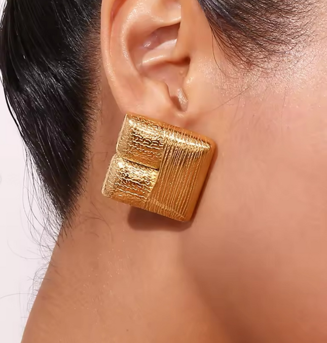 The Sculpted Block Earrings – Modern Texture Meets Artful Form