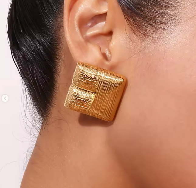 The Sculpted Block Earrings – Modern Texture Meets Artful Form