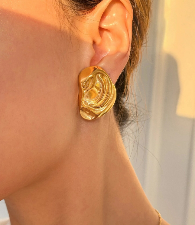 LIQUID AURA EARRINGS In Solid Non-Tarnish Stainless Steel With 18K Gold-Plate