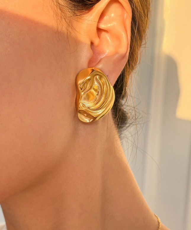 LIQUID AURA EARRINGS In Solid Non-Tarnish Stainless Steel With 18K Gold-Plate