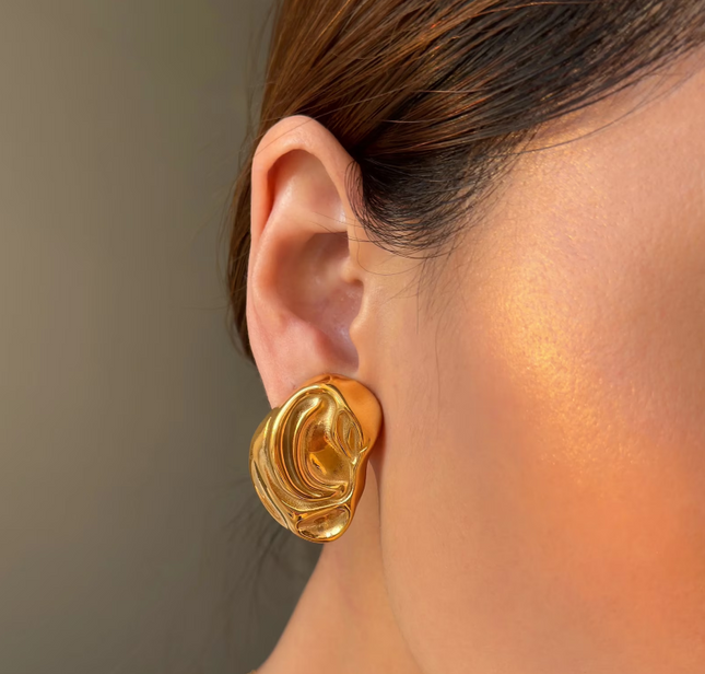 LIQUID AURA EARRINGS In Solid Non-Tarnish Stainless Steel With 18K Gold-Plate