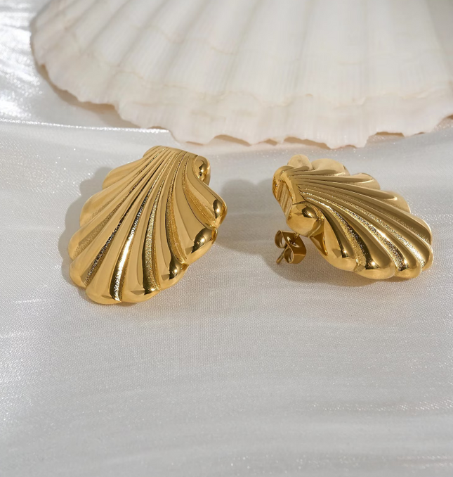 Golden Shell Stud Earrings – For The Goddess in You