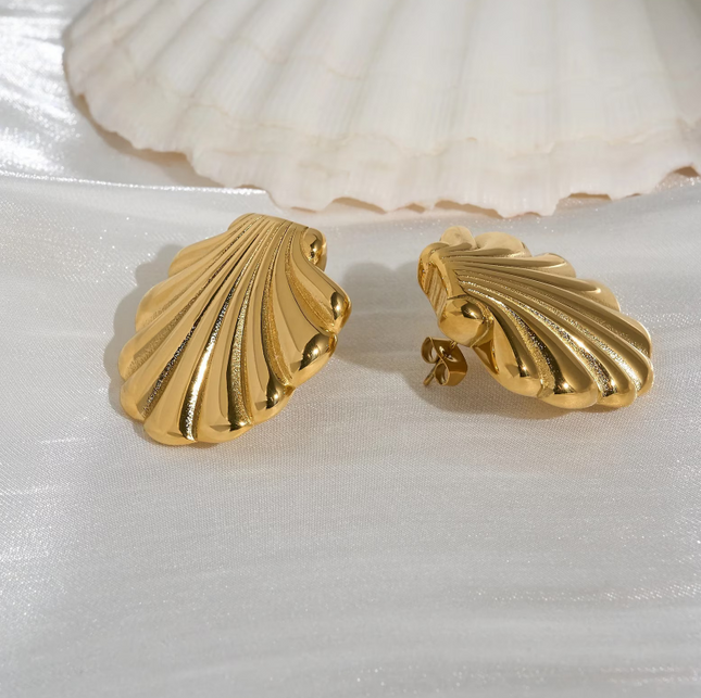 Golden Shell Stud Earrings – For The Goddess in You