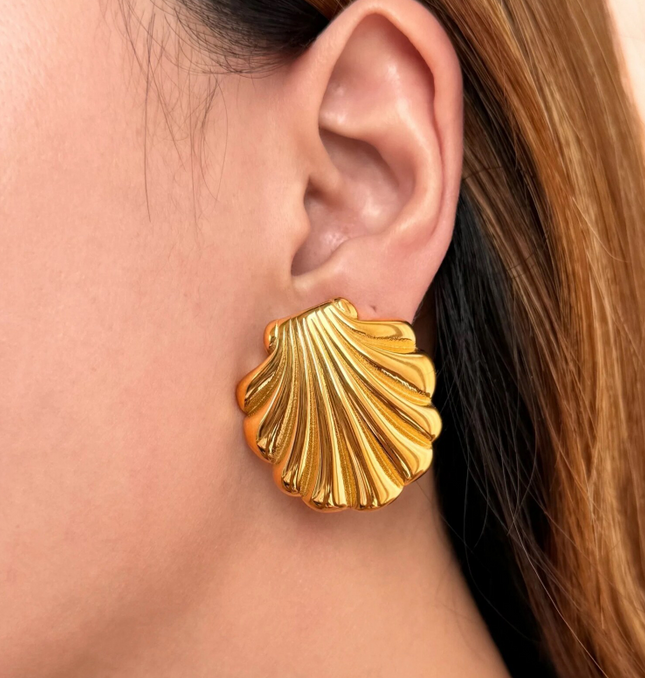 Golden Shell Stud Earrings – For The Goddess in You