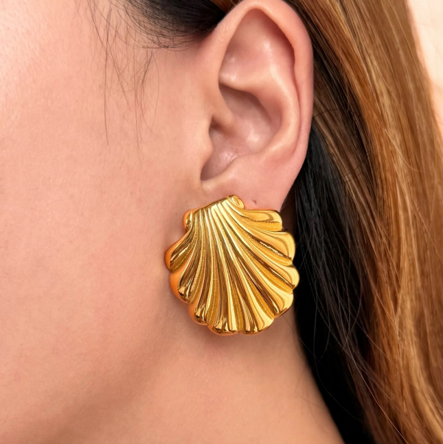 Golden Shell Stud Earrings – For The Goddess in You