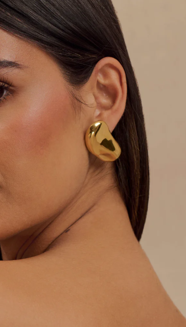 Bold Dual Sphere Earrings – Avant-Garde Gold In Solid Non-Tarnish Stainless Steel With 18K Gold-Plate