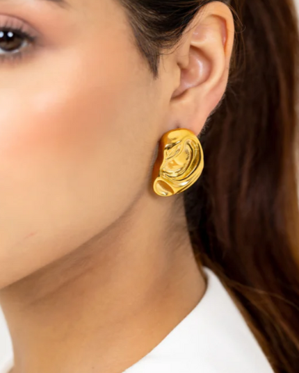LIQUID AURA EARRINGS In Solid Non-Tarnish Stainless Steel With 18K Gold-Plate