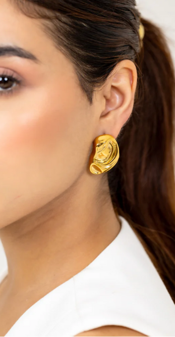 LIQUID AURA EARRINGS In Solid Non-Tarnish Stainless Steel With 18K Gold-Plate