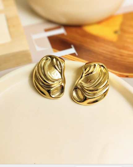 LIQUID AURA EARRINGS In Solid Non-Tarnish Stainless Steel With 18K Gold-Plate