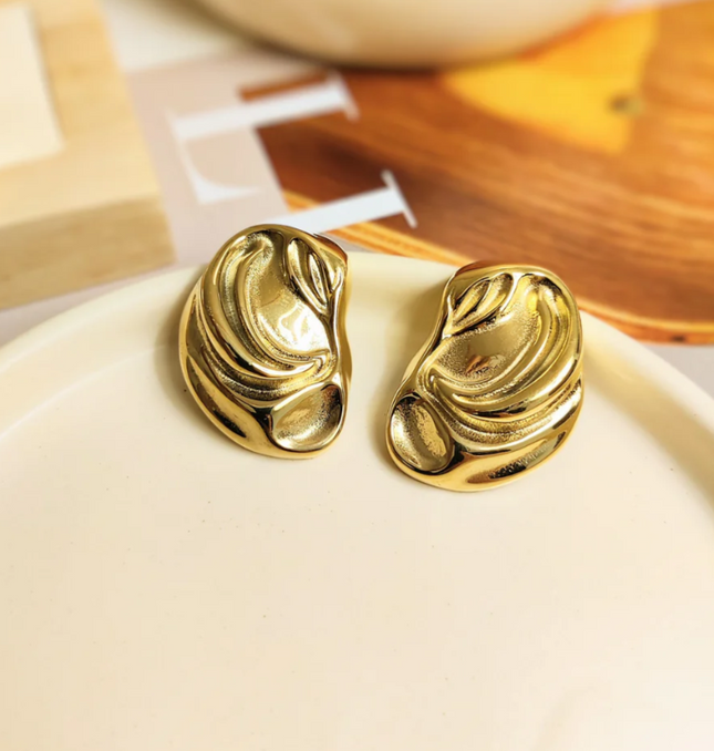 LIQUID AURA EARRINGS In Solid Non-Tarnish Stainless Steel With 18K Gold-Plate