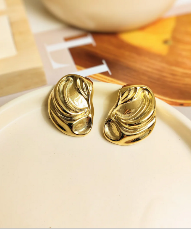 LIQUID AURA EARRINGS In Solid Non-Tarnish Stainless Steel With 18K Gold-Plate
