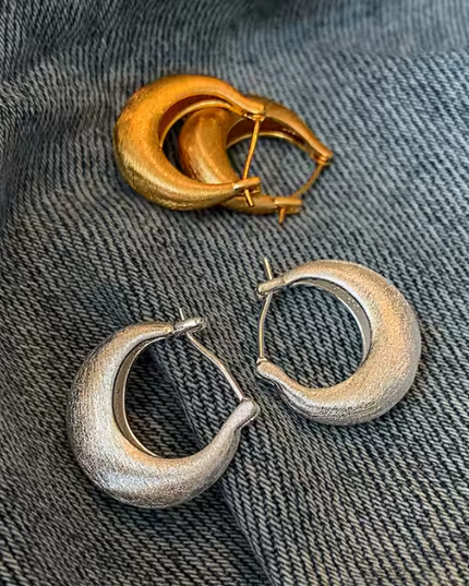 Textured Gold Crescent Hoop Earrings
