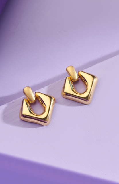 Crystal Dew Earrings – A Drop of Glam, A Splash of Bold In Solid Non-Tarnish Stainless Steel With 18K Gold-Plate
