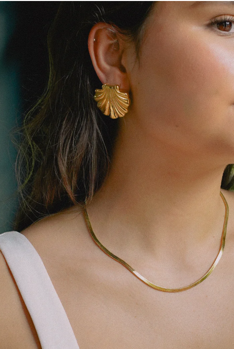 Golden Shell Stud Earrings – For The Goddess in You