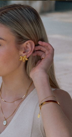 GOLDEN BLOSSOM LUXE EARRINGS Made In Solid Non-Tarnish Stainless Steel With 18K Gold-Plate