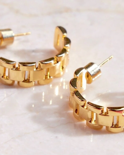 CLASSIC FRENCH LUXE HOOPS  In Solid Stainless Steel 18K Gold-Plate