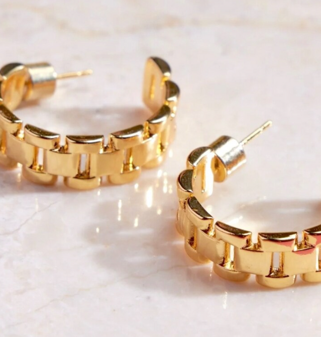 CLASSIC FRENCH LUXE HOOPS  In Solid Stainless Steel 18K Gold-Plate