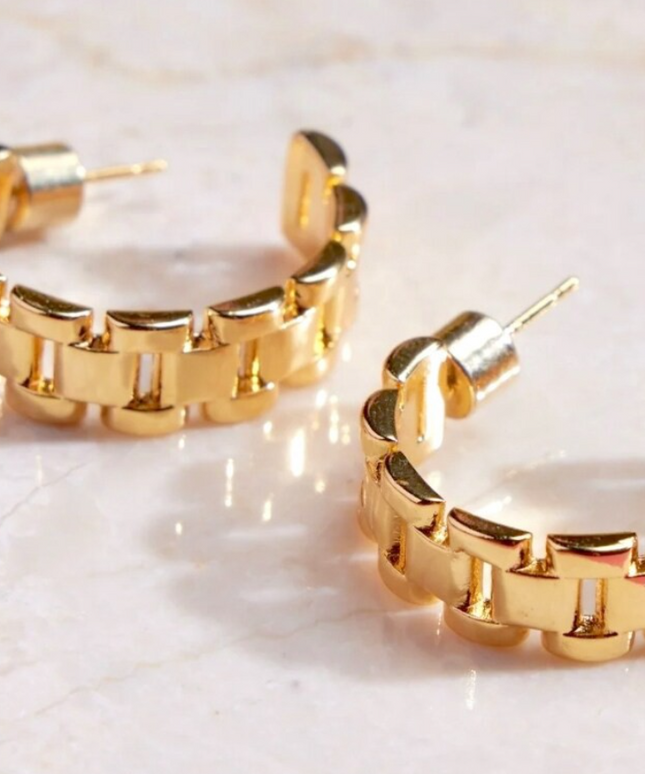 CLASSIC FRENCH LUXE HOOPS  In Solid Stainless Steel 18K Gold-Plate