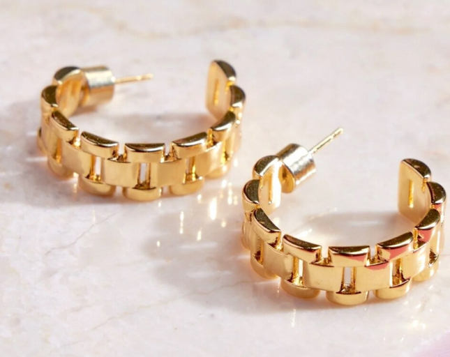 CLASSIC FRENCH LUXE HOOPS  In Solid Stainless Steel 18K Gold-Plate