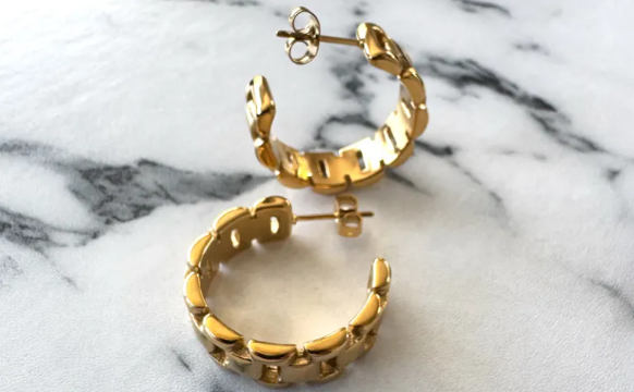 CLASSIC FRENCH LUXE HOOPS  In Solid Stainless Steel 18K Gold-Plate