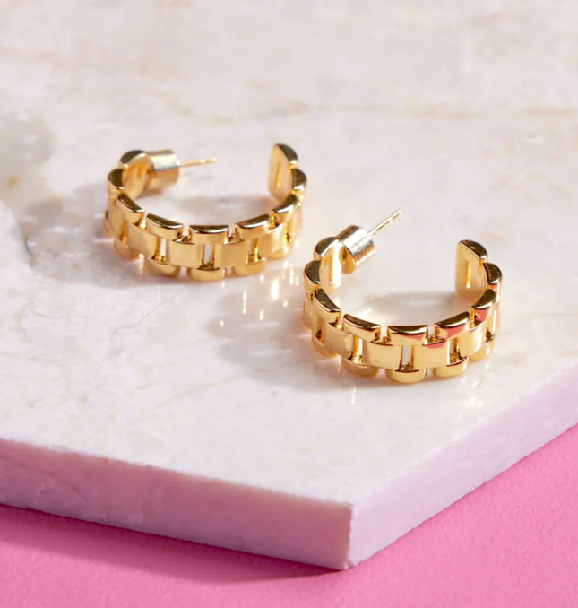 CLASSIC FRENCH LUXE HOOPS  In Solid Stainless Steel 18K Gold-Plate