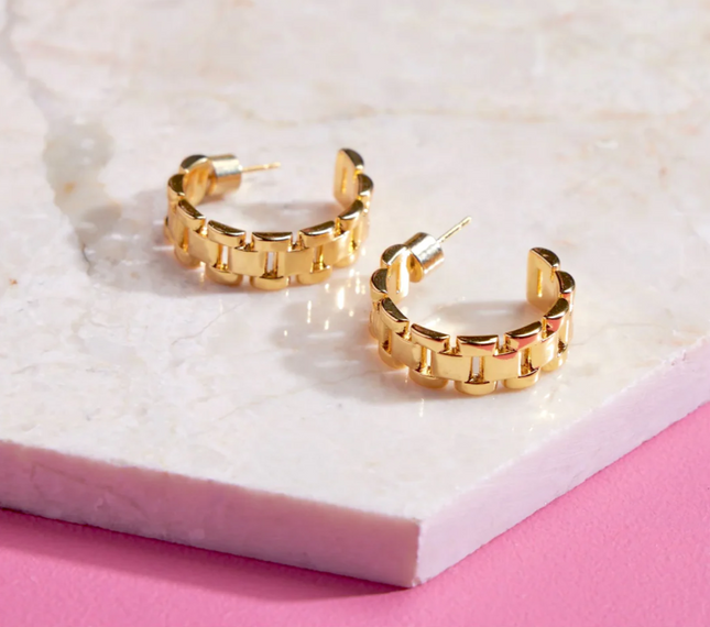 CLASSIC FRENCH LUXE HOOPS  In Solid Stainless Steel 18K Gold-Plate