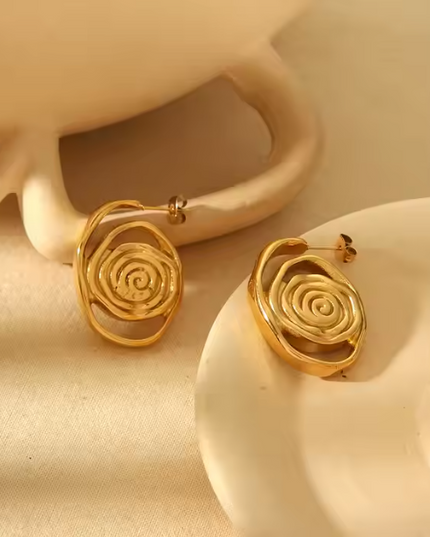 Golden Aura Luxe Spin Earrings – Spin Your Energy Into Art - In Solid Stainless Steel 18K Gold-Plate