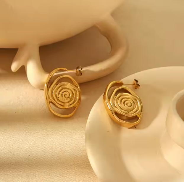 Golden Aura Luxe Spin Earrings – Spin Your Energy Into Art - In Solid Stainless Steel 18K Gold-Plate