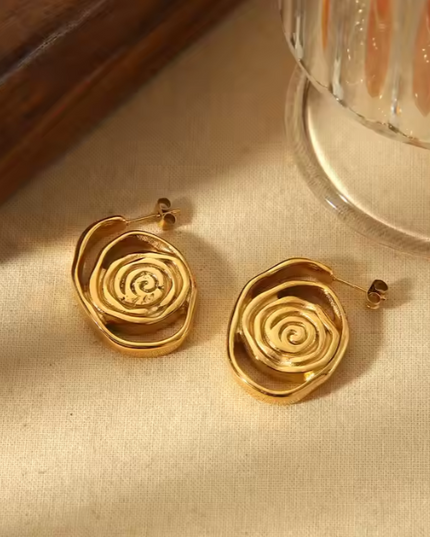 Golden Aura Luxe Spin Earrings – Spin Your Energy Into Art - In Solid Stainless Steel 18K Gold-Plate