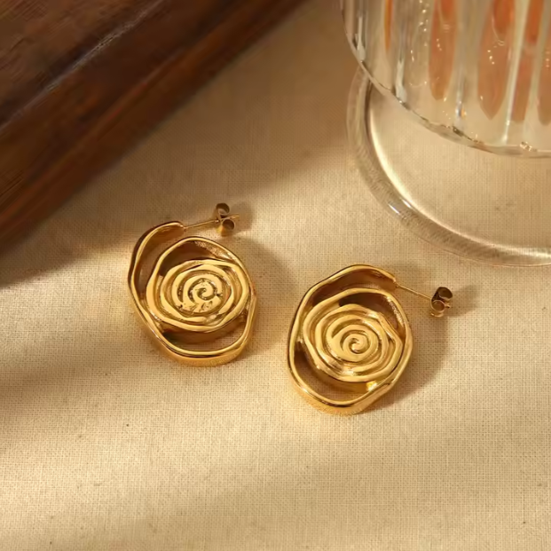 Golden Aura Luxe Spin Earrings – Spin Your Energy Into Art - In Solid Stainless Steel 18K Gold-Plate