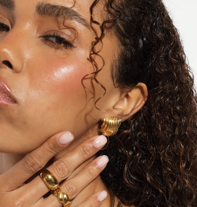 Gilded Wave Luxe Earrings – Sculpted Gold for Bold Expression - Made In Solid Non-Tarnish Stainless Steel With 18K Gold-Plate