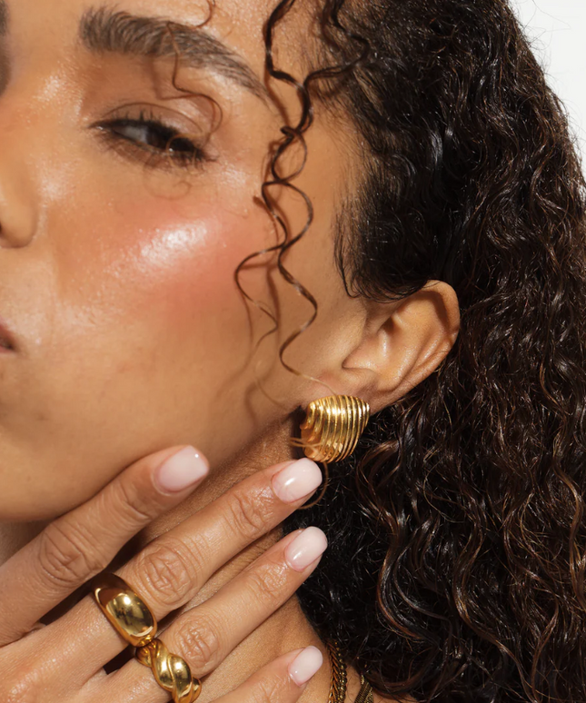Gilded Wave Luxe Earrings – Sculpted Gold for Bold Expression - Made In Solid Non-Tarnish Stainless Steel With 18K Gold-Plate