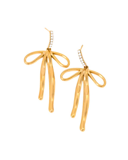 GOLD RIBBON DANCERS – DROP EARRINGS In Solid Non-Tarnish Stainless Steel With 18K Gold-Plate