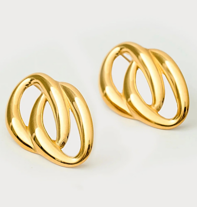 ECHO LINK EARRINGS IN 18K GOLD PLATE In Solid Stainless Steel 18K Gold-Plate