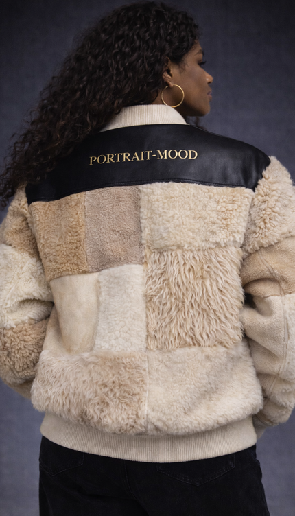 The P|M Mosaic Patchwork Shearling Bomber - Dune Edition