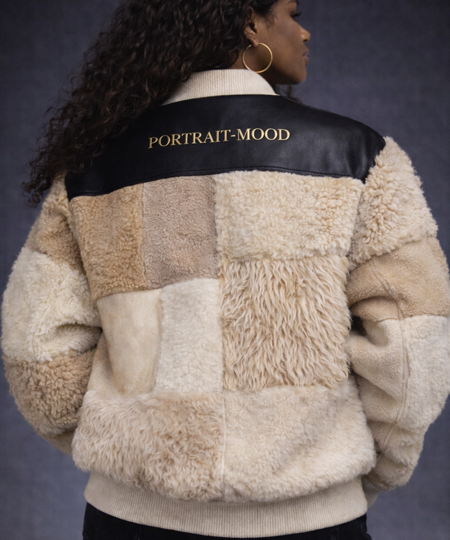 The P|M Mosaic Patchwork Shearling Bomber - Dune Edition