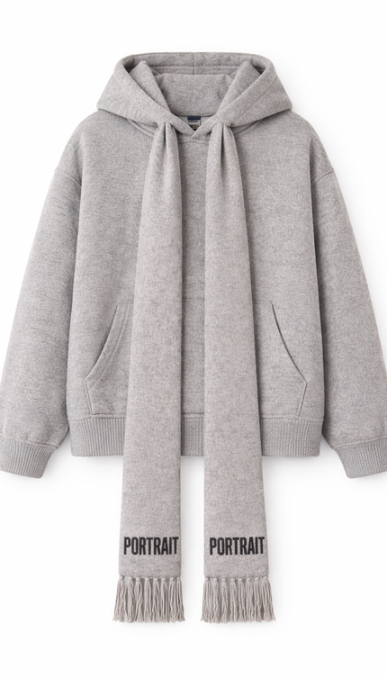 The P|M Narrative Scarf-Integrated Wool Hoodie