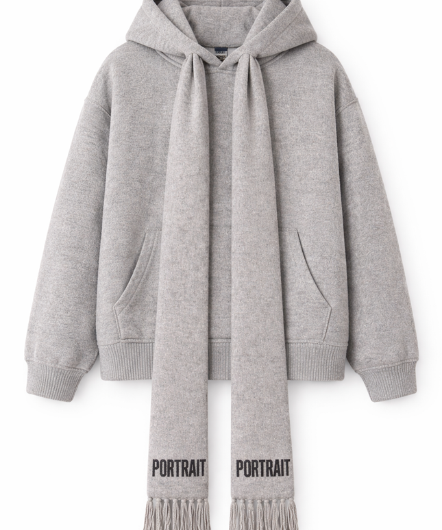The P|M Narrative Scarf-Integrated Wool Hoodie