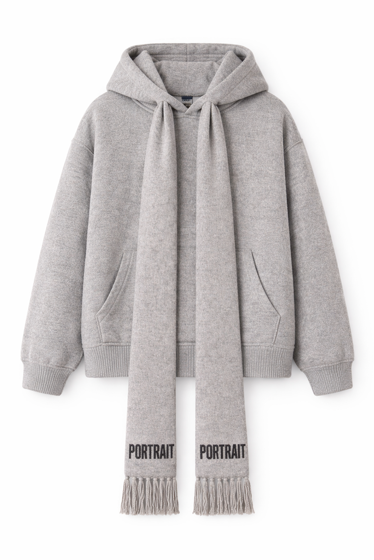 The P|M Narrative Scarf-Integrated Wool Hoodie