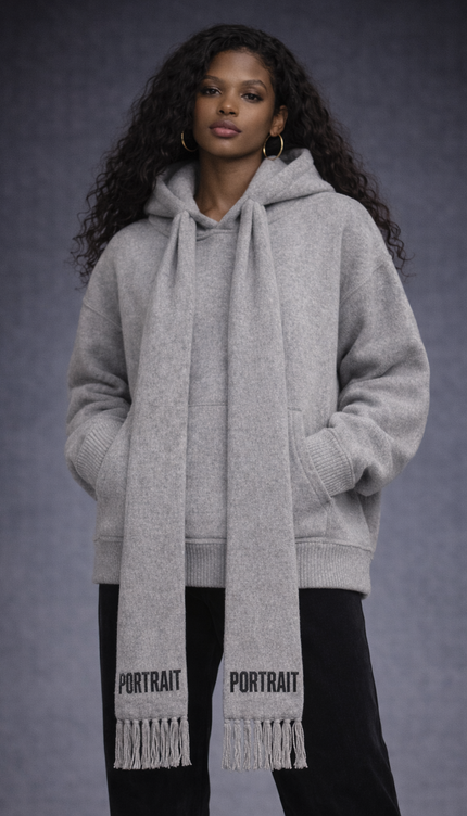 The P|M Narrative Scarf-Integrated Wool Hoodie