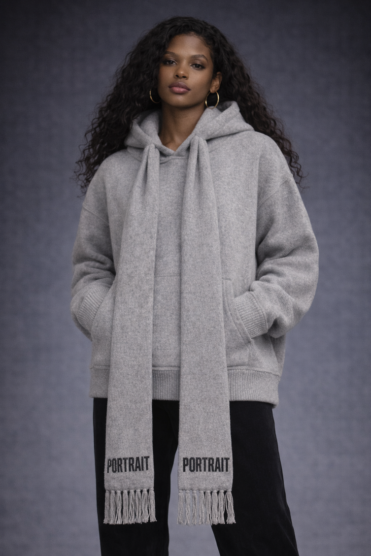 The P|M Narrative Scarf-Integrated Wool Hoodie