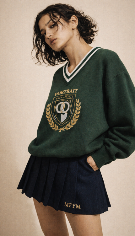 The P|M Academy Varsity V-Neck - Forest Edition