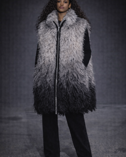 The P|M Eclipse Ombre Fur Vest - Silver Noir Edition