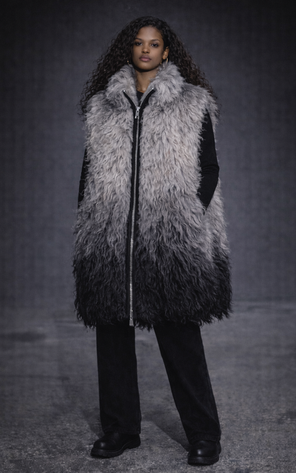 The P|M Eclipse Ombre Fur Vest - Silver Noir Edition