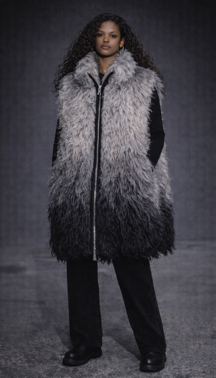 The P|M Eclipse Ombre Fur Vest - Silver Noir Edition